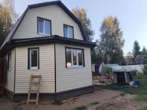 Каркасные - щитовой дом 6*7 м с энкером, наружная отделка сайдинг